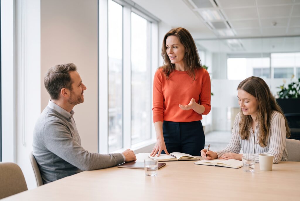 Team bespricht die Positionierung von Corporate Influencern im Unternehmen